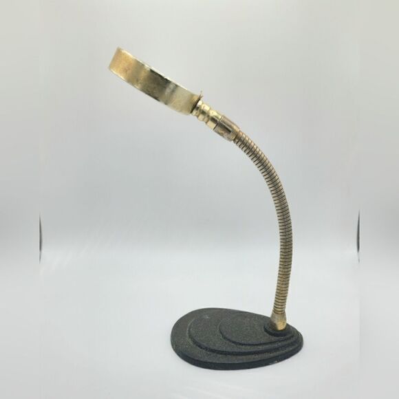 Antique cast iron silver Gooseneck magnifying glass - Picture 1 of 7